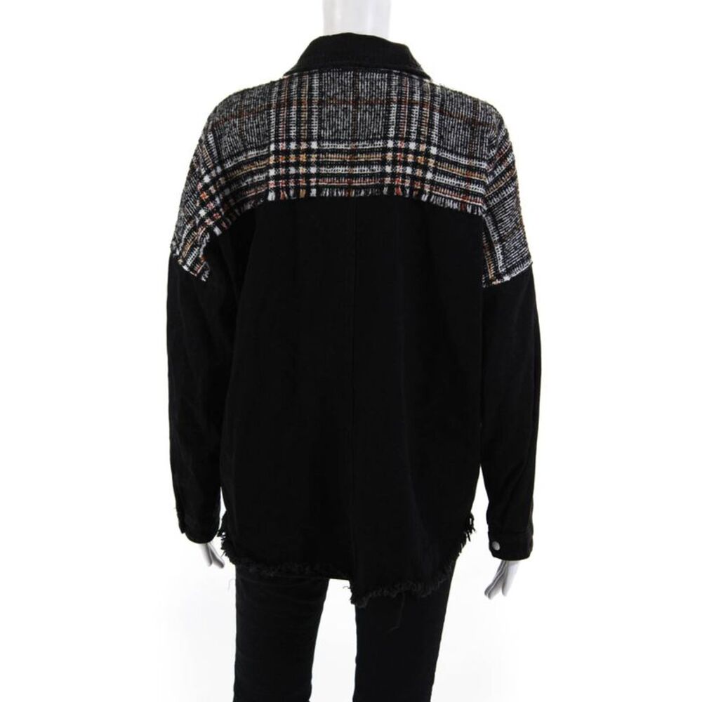 Zara Womens Black Plaid Fringe Edge Cotton Long Sleeve Jacket Size S - Picture 3 of 6